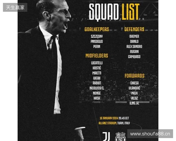 尤文vs萨索洛名单:伊尔迪兹,图拉姆领衔;弗拉霍维奇复出
